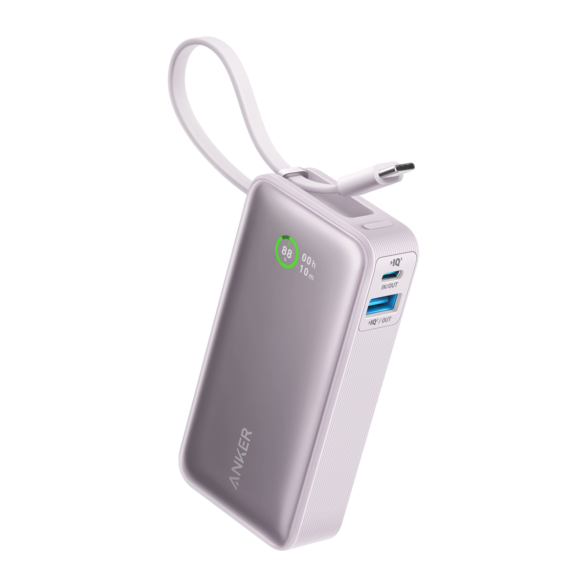 Pocket Power Bank — 30W Fast Charge, Built-In USB-C Cable, 10,000mAh