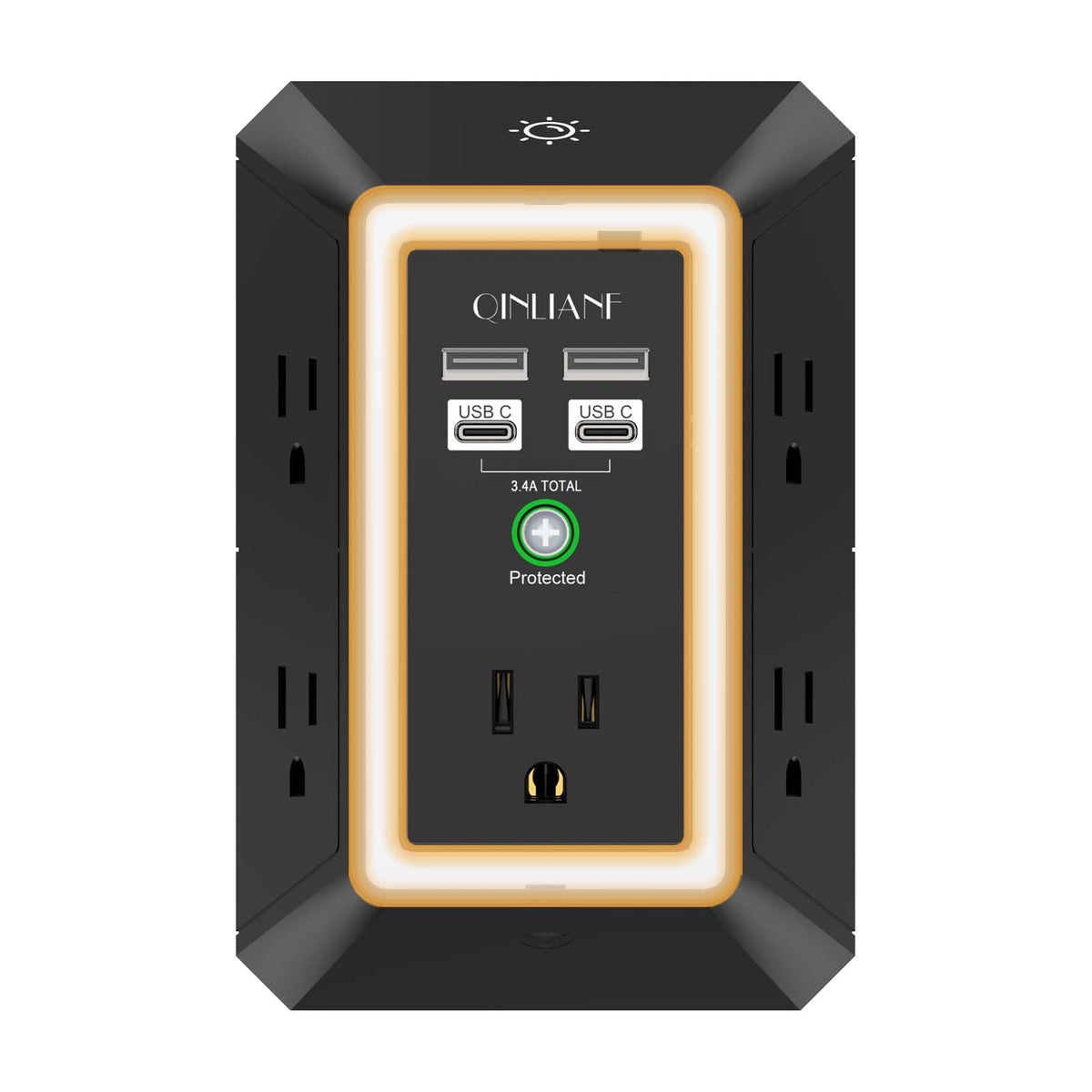 Wall Charger, Surge Protector, QINLIANF 5 Outlet Extender with 4 USB Ports