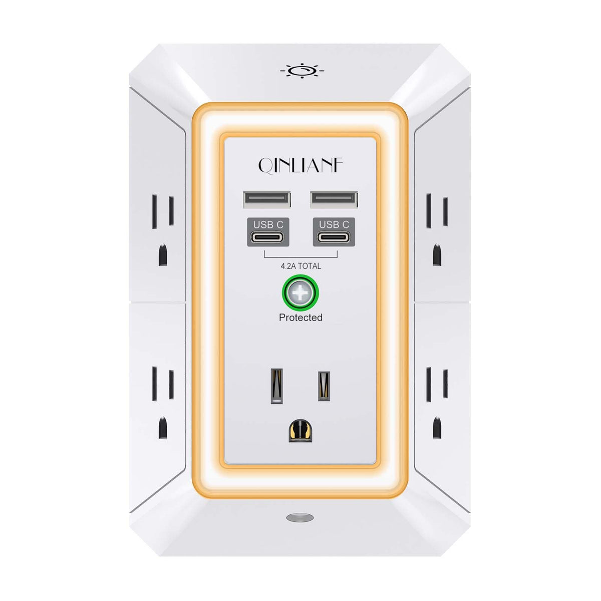 Wall Charger, Surge Protector, QINLIANF 5 Outlet Extender with 4 USB Ports
