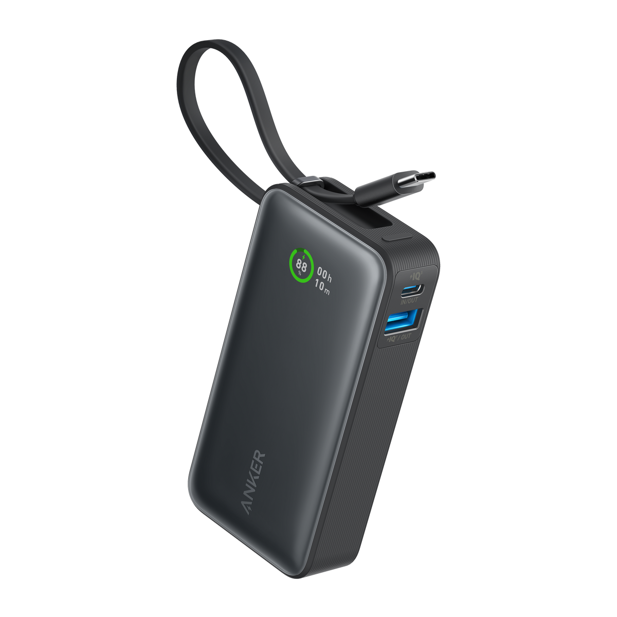 Pocket Power Bank — 30W Fast Charge, Built-In USB-C Cable, 10,000mAh