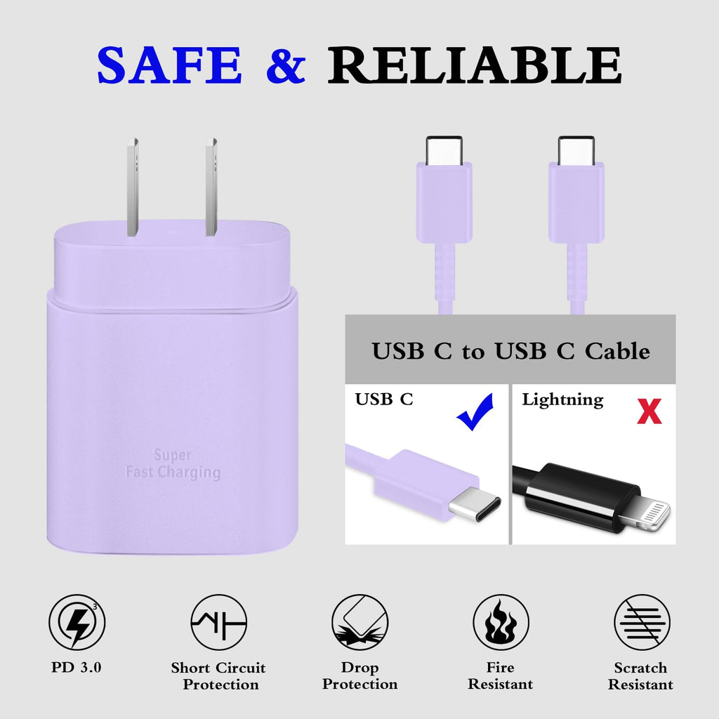 25W USB C Charger 2-Pack with 6FT Cable - PD3.0 Fast Charging