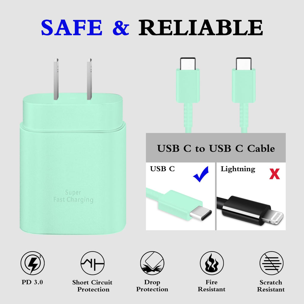 25W USB C Charger 2-Pack with 6FT Cable - PD3.0 Fast Charging