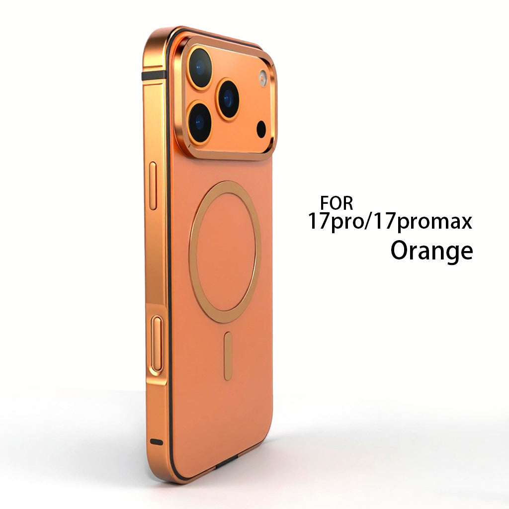 Metal Magnetic Phone Case for iPhone 16/15/17 Pro Slim Hard Shell