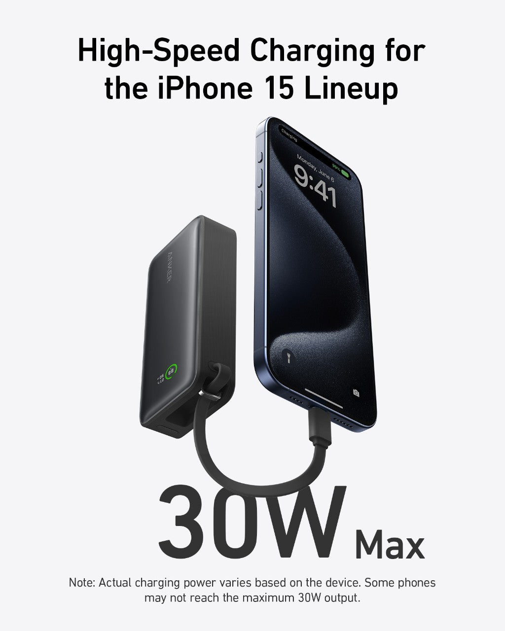 Pocket Power Bank — 30W Fast Charge, Built-In USB-C Cable, 10,000mAh