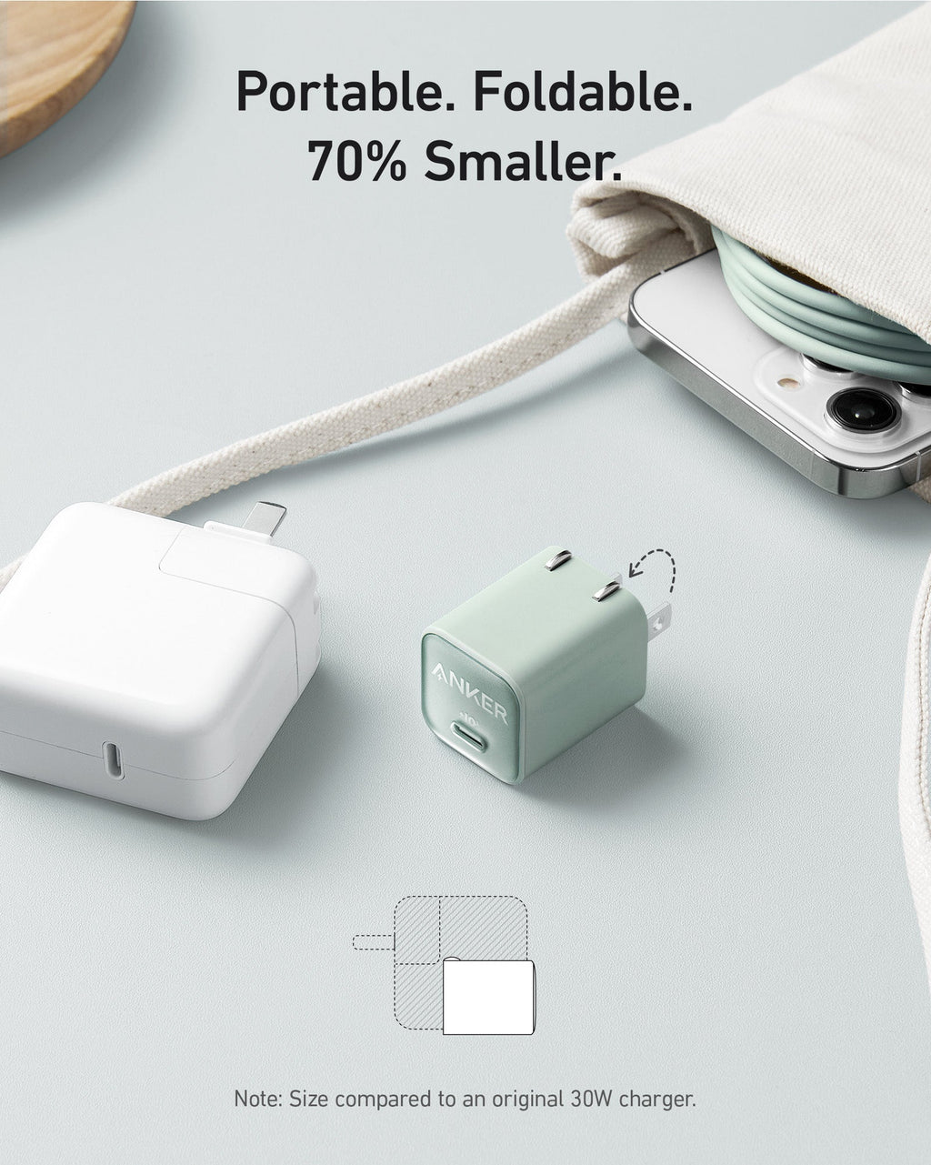30W GaN Wall Charger — 70% Smaller, Charges iPhone, iPad & MacBook