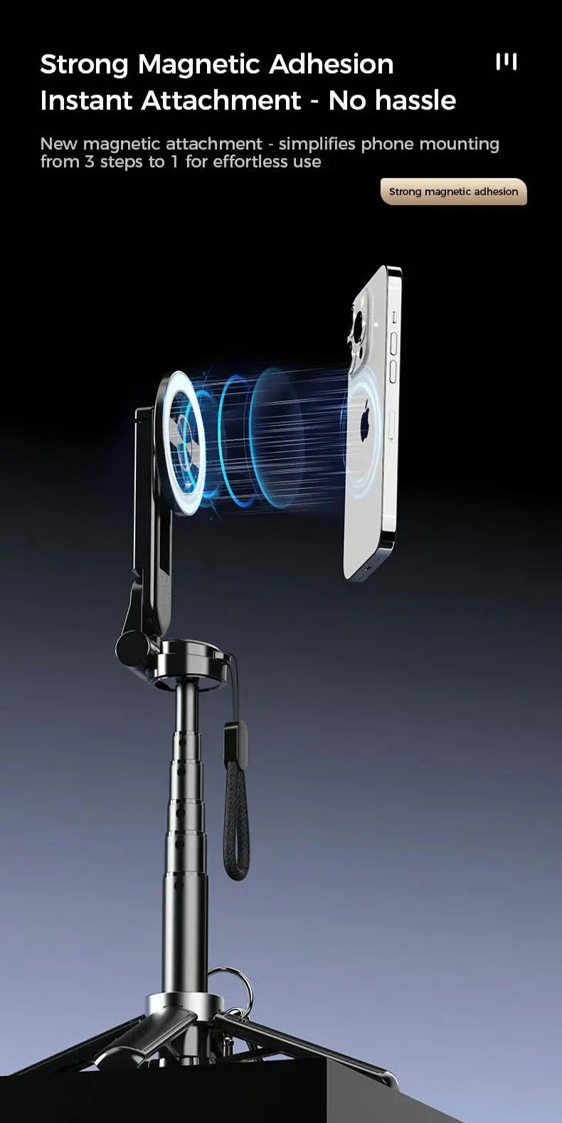 Magnetic Bluetooth Selfie Stick with Remote