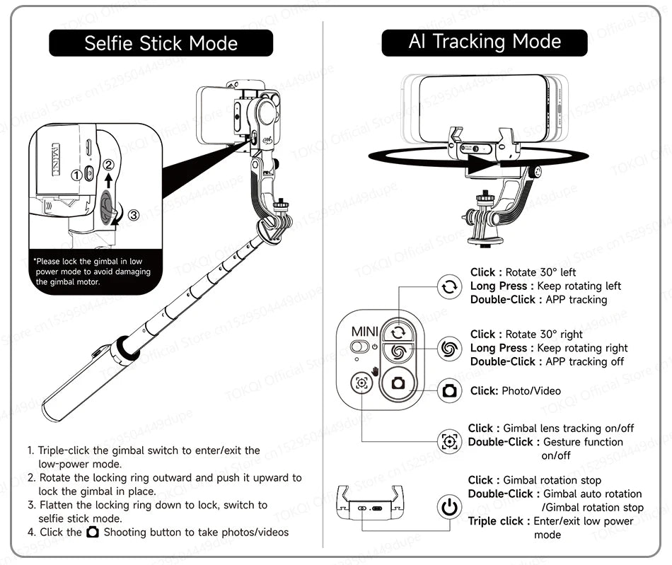 AITrack 360 Handheld Smartphone Gimbal Stabilizer