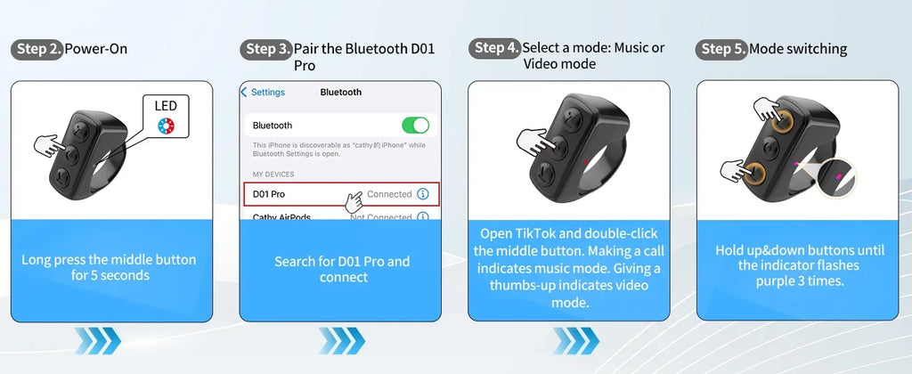 Bluetooth Remote Scrolling Ring for TikTok, Kindle & iOS
