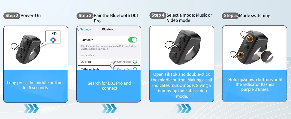 Bluetooth Remote Scrolling Ring for TikTok, Kindle & iOS
