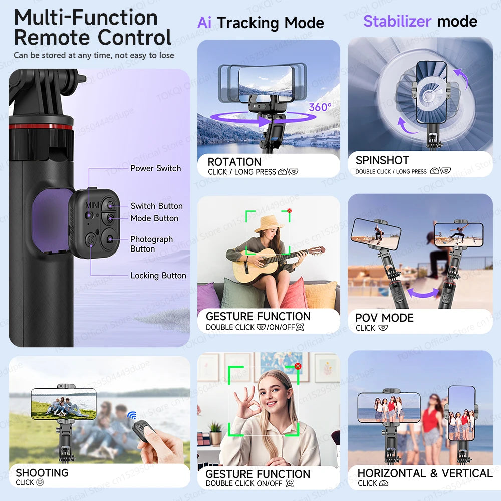 AITrack 360 Handheld Smartphone Gimbal Stabilizer